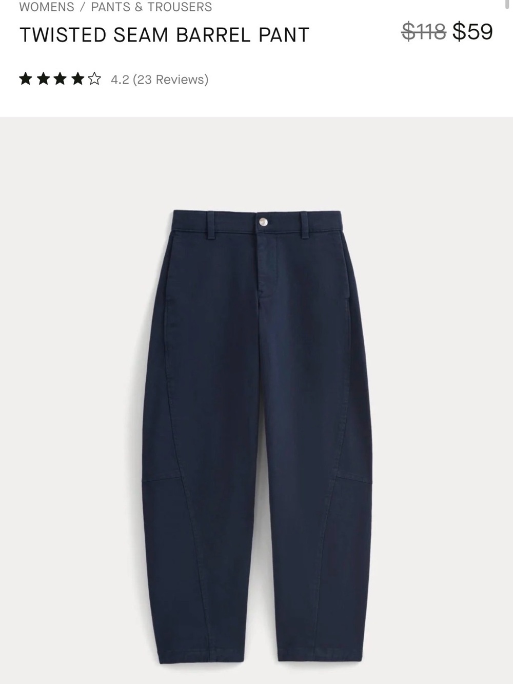 Everlane TWISTED SEAM BARREL PANT -NWT